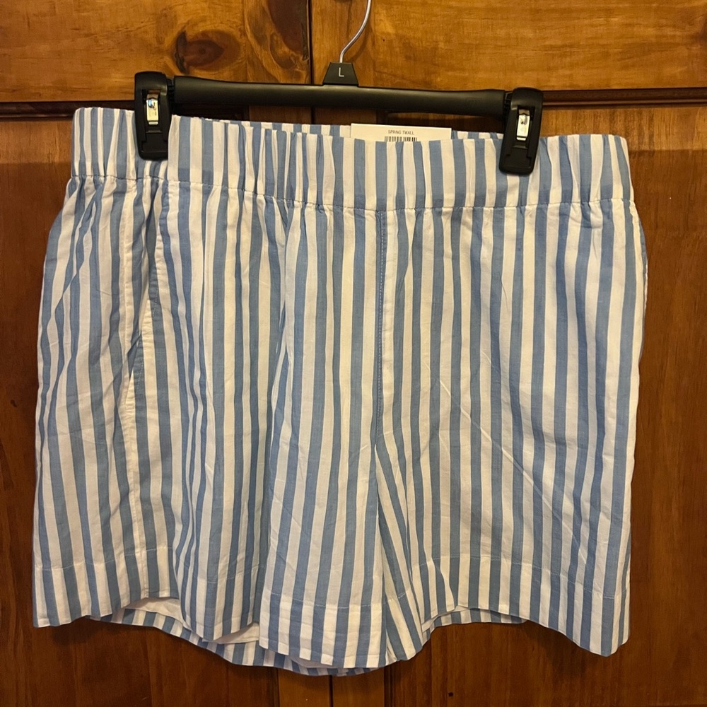 Macy's Blue and White Striped Women's Bermudas
